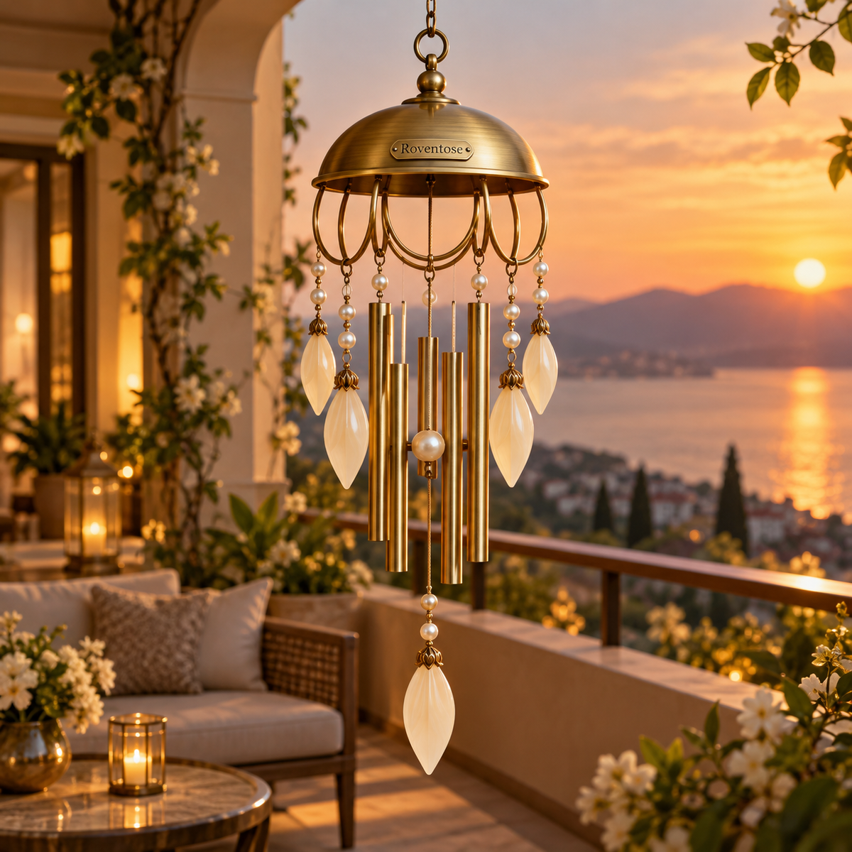 Ivory Petal Dome Wind Chime