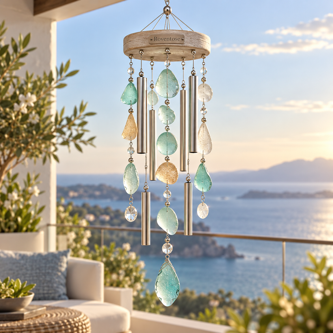 Sea Glass Teardrop Wind Chime