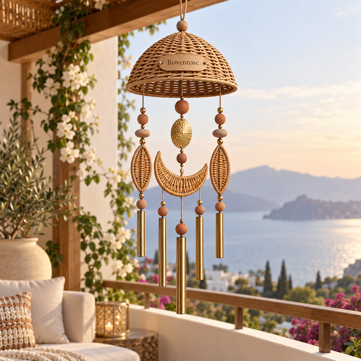 Woven Canopy Brass-Tone Wind Chime