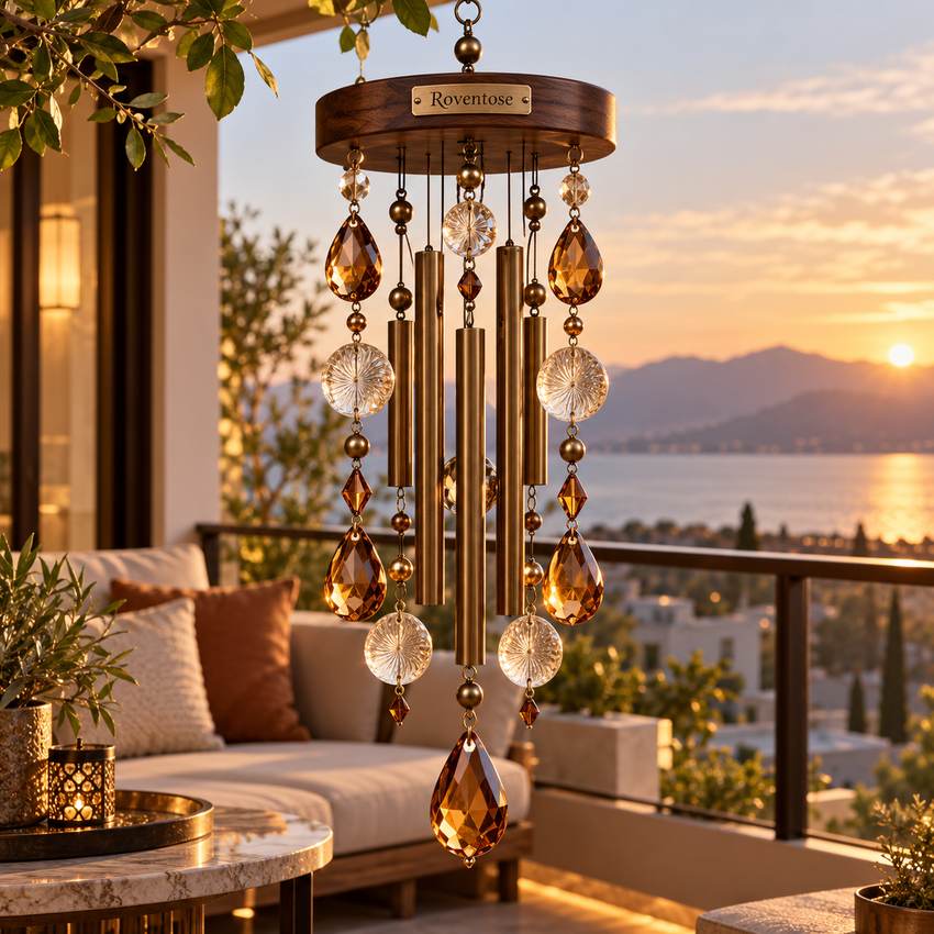 Amber Prism and Dark Wood Wind Chime