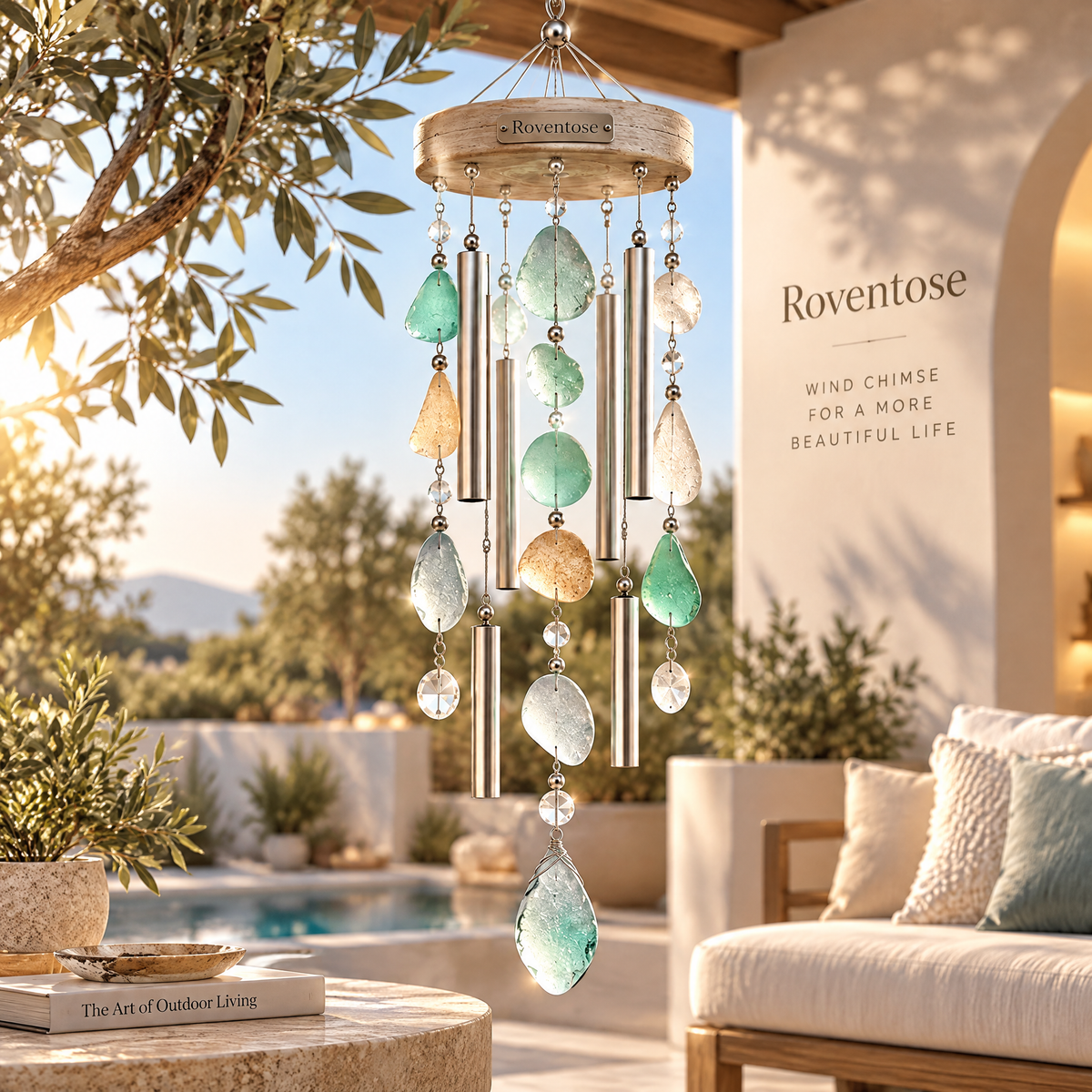 Roventose™ Sea Glass Teardrop Wind Chime