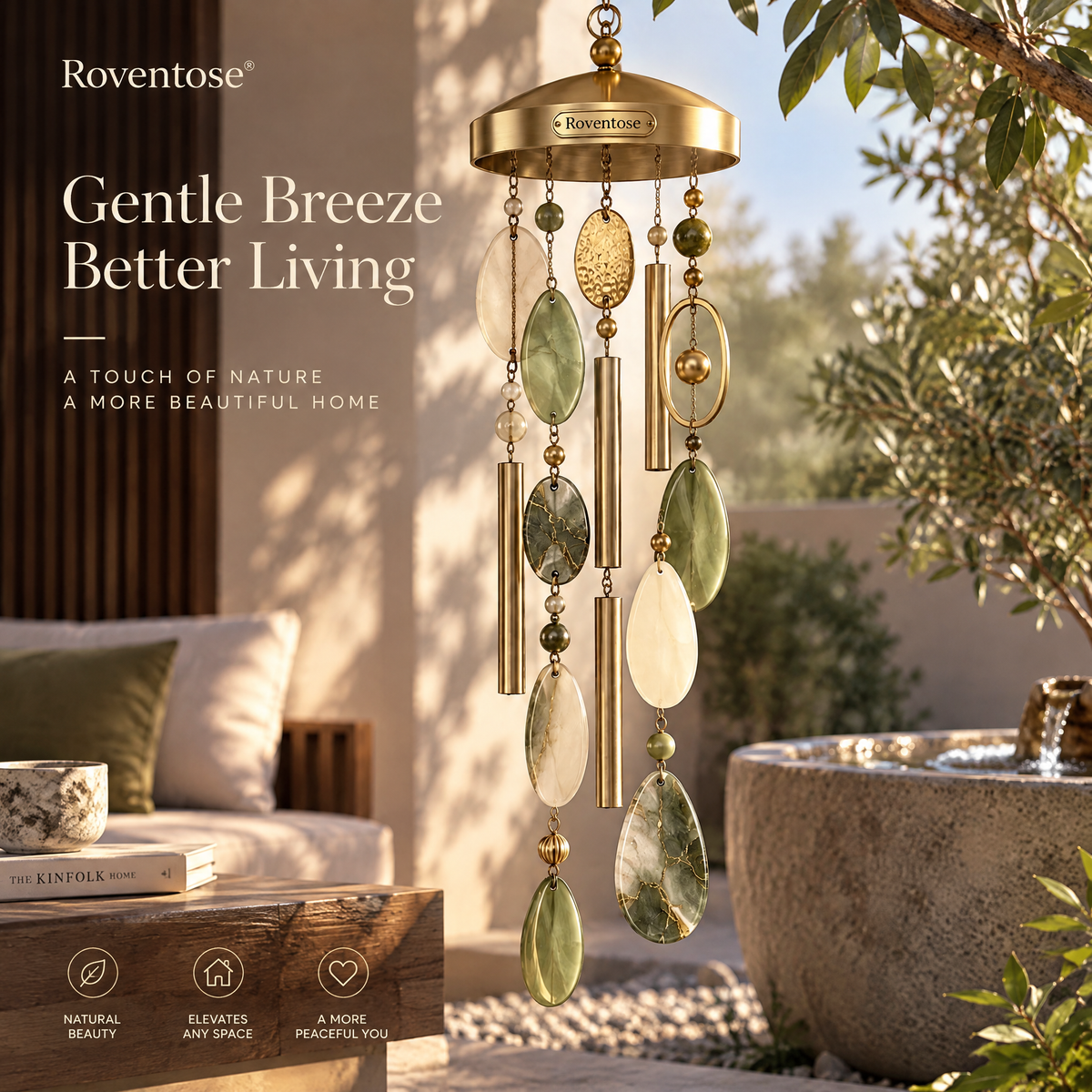 Roventose™ Earthstone Oval Accent Wind Chime
