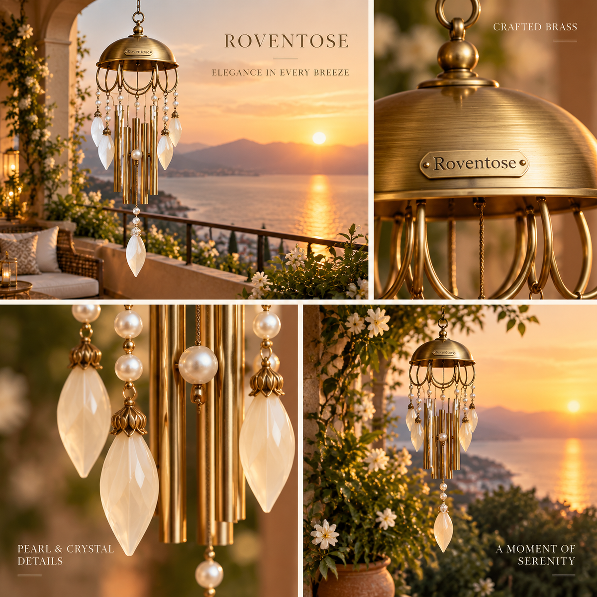 Roventose™ Ivory Petal Dome Wind Chime