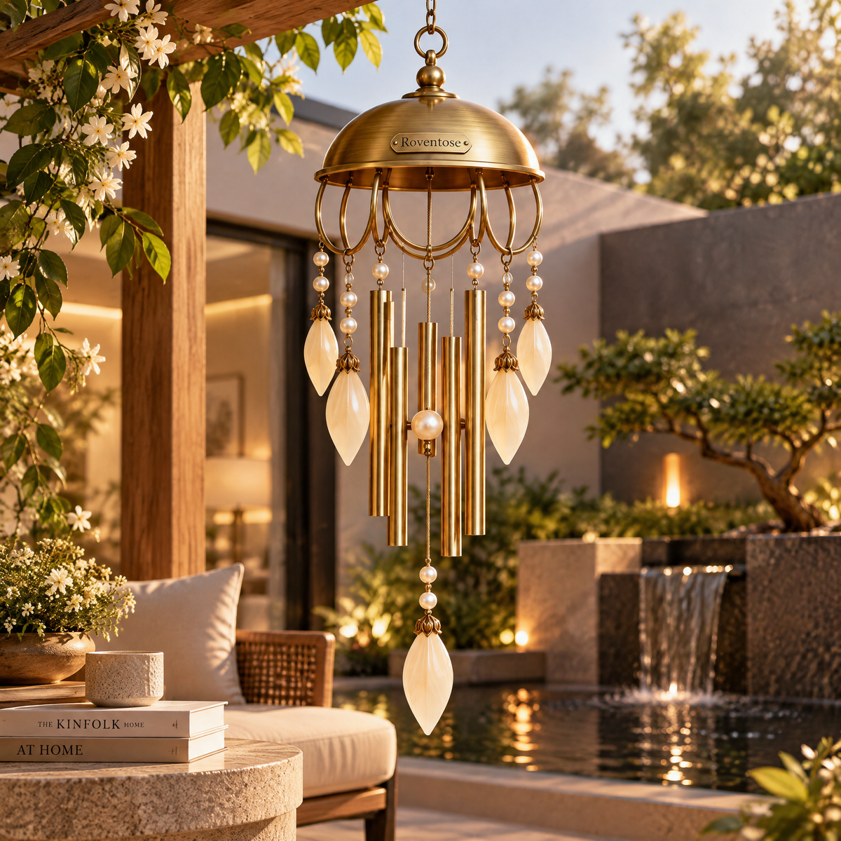Roventose™ Ivory Petal Dome Wind Chime