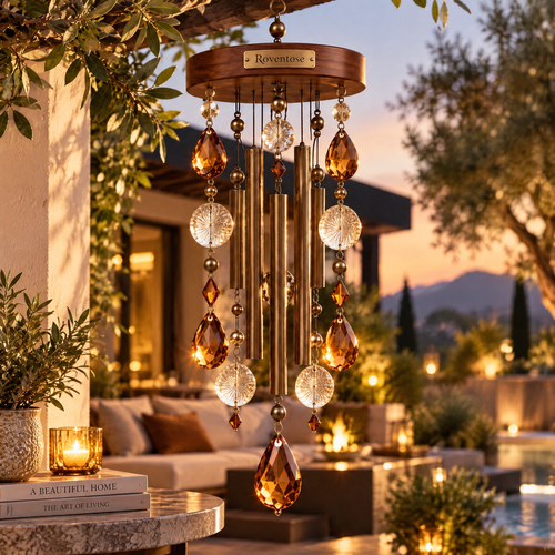 Roventose™ Amber Prism and Dark Wood Wind Chime
