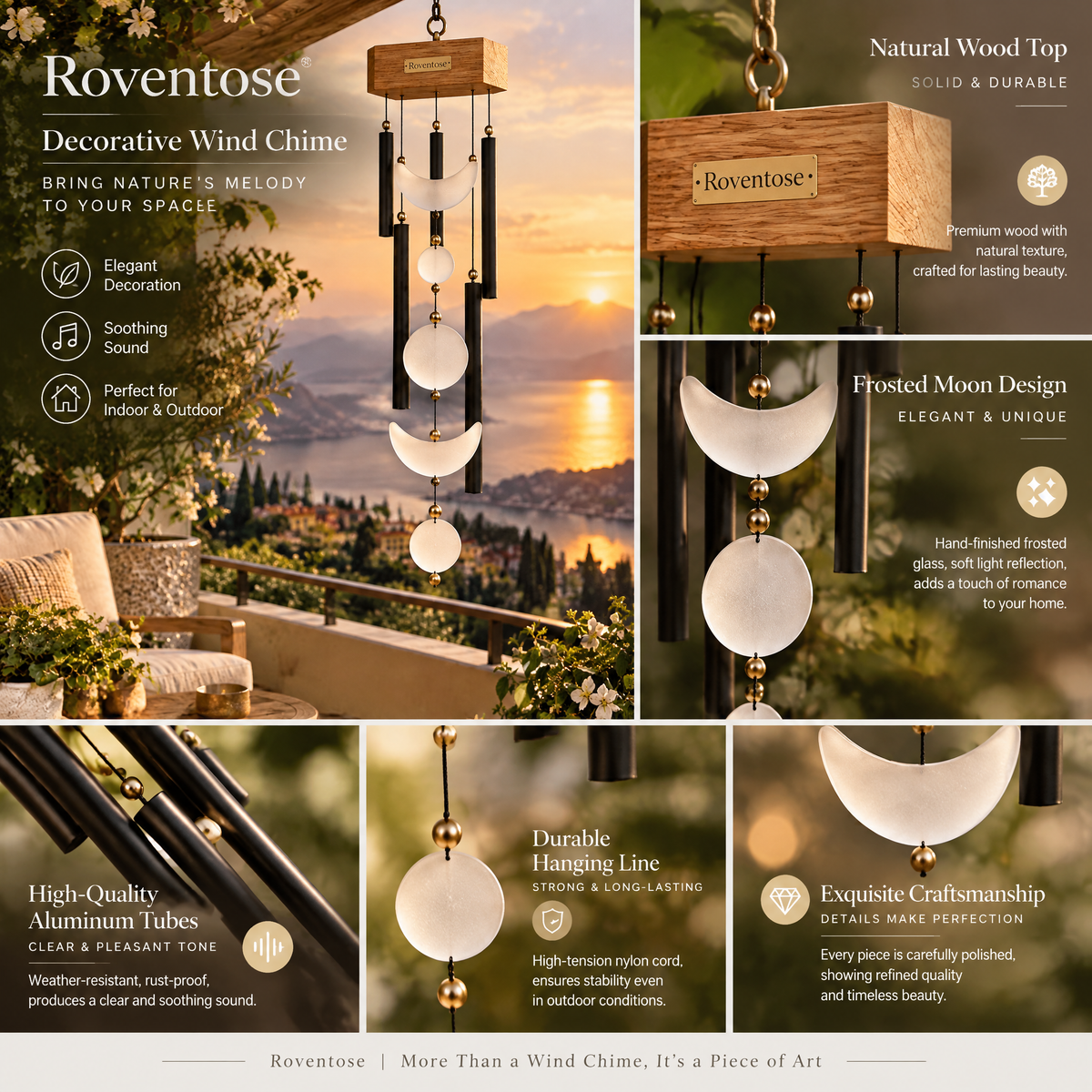 Roventose™ Lunar Disc Minimalist Wind Chime