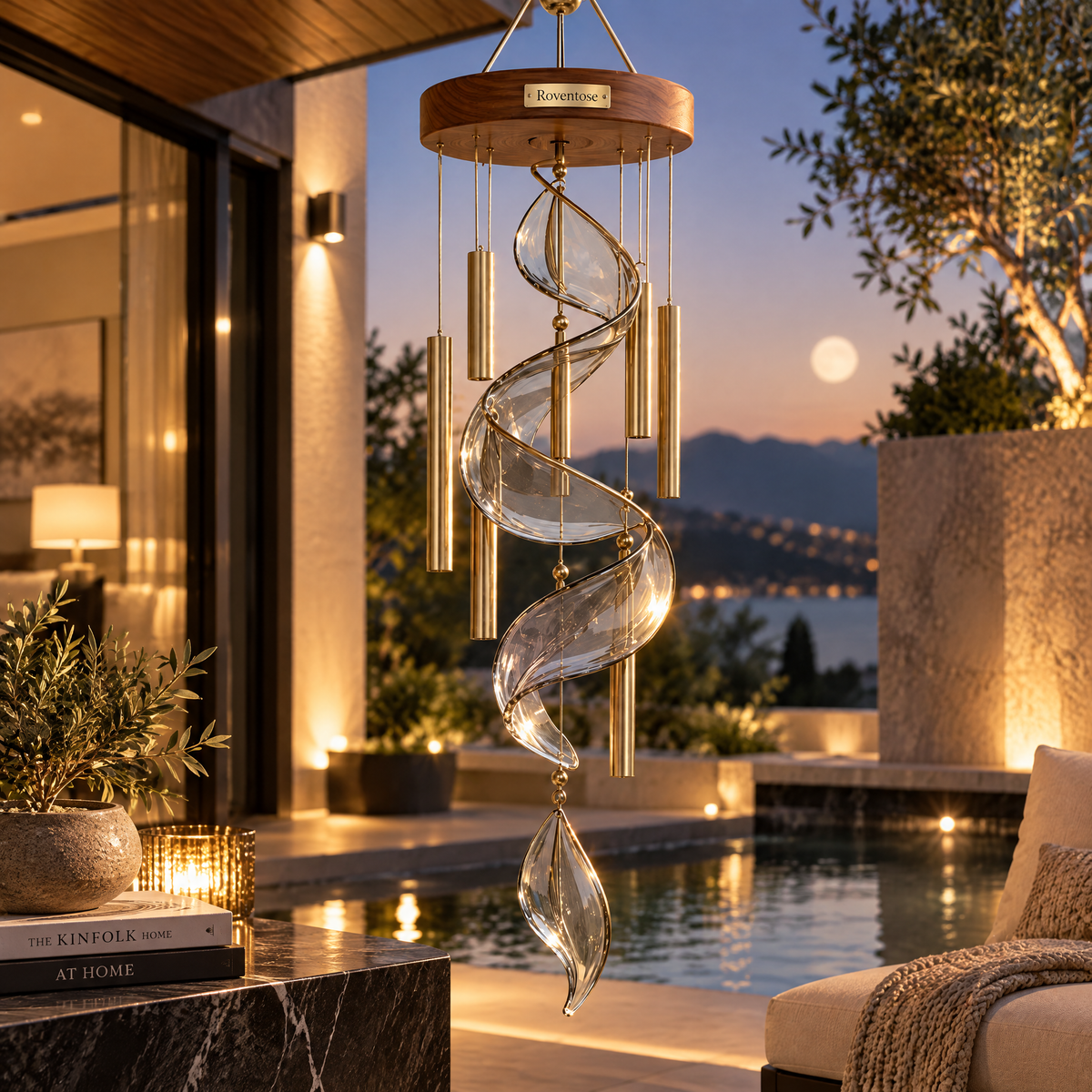 Roventose™ Spiral Glass Sculpture Wind Chime