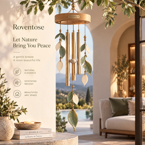 Roventose™ Botanical Leaf and Brass Tube Wind Chime