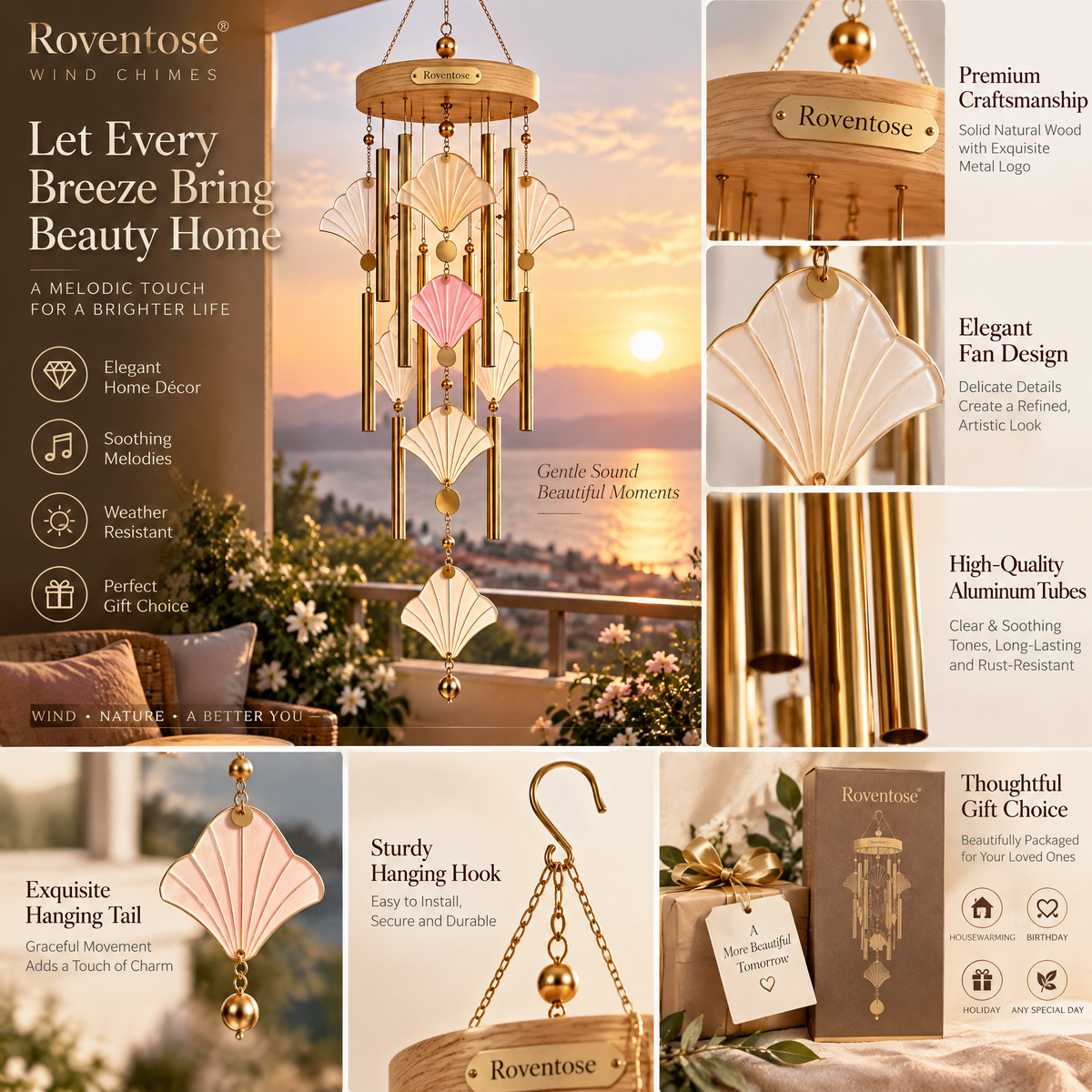 Roventose™ Shell Fan Sunset Wind Chime