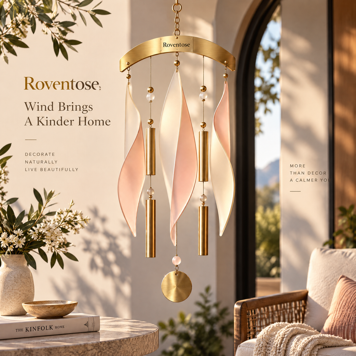 Roventose™ Blush and Ivory Petal Sail Wind Chime